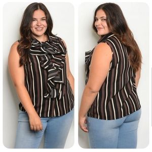 Plus size black striped blouse